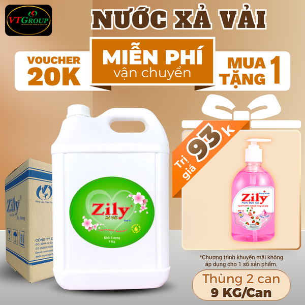 Nuoc xa vai Zily can 9kg thung 2 can