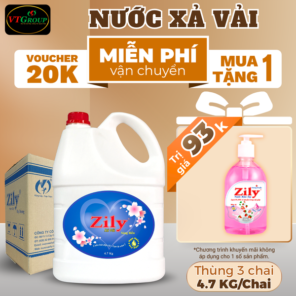 Nuoc xa vai Zily chai 4.7kg thung 3 chai