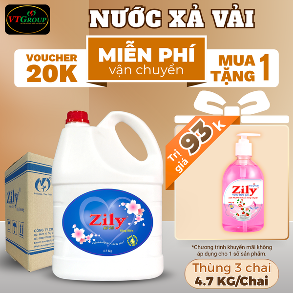 Nuoc xa vai Zily chai 4.7kg thung 3 chai
