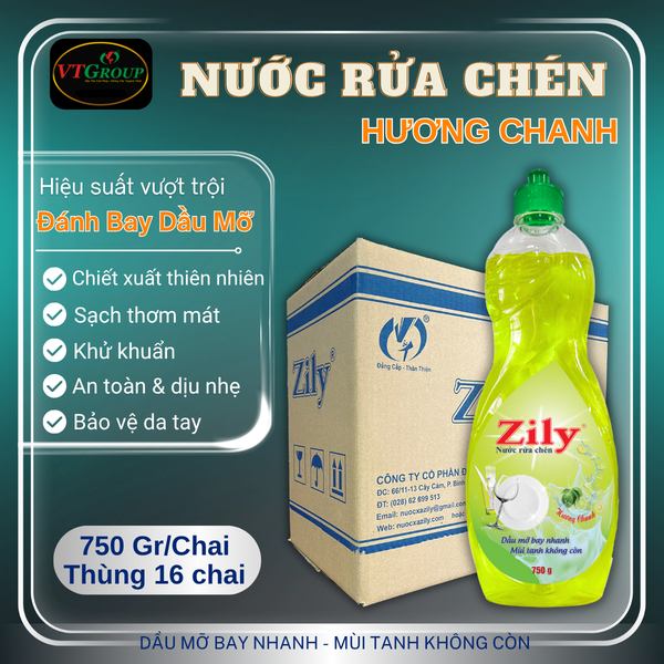 Nuoc rua chen Zily chai 750g thung 16 chai
