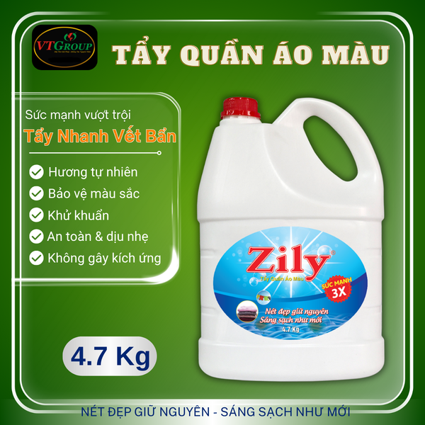 Nuoc tay quan ao mau Zily chai 4.7kg