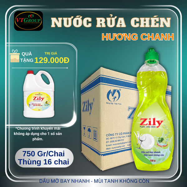 Nuoc rua chen Zily chai 750g thung 16 chai
