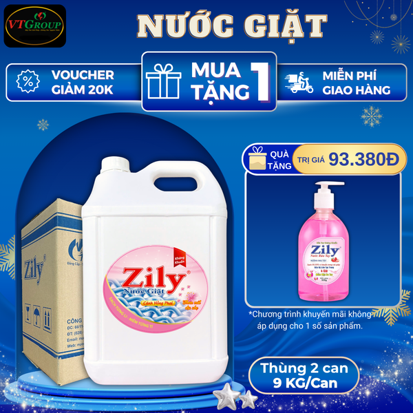 Nuoc giat Zily can 9Kg thùng 2 can