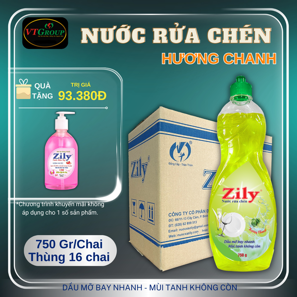 Nuoc rua chen Zily chai 750g thung 16 chai