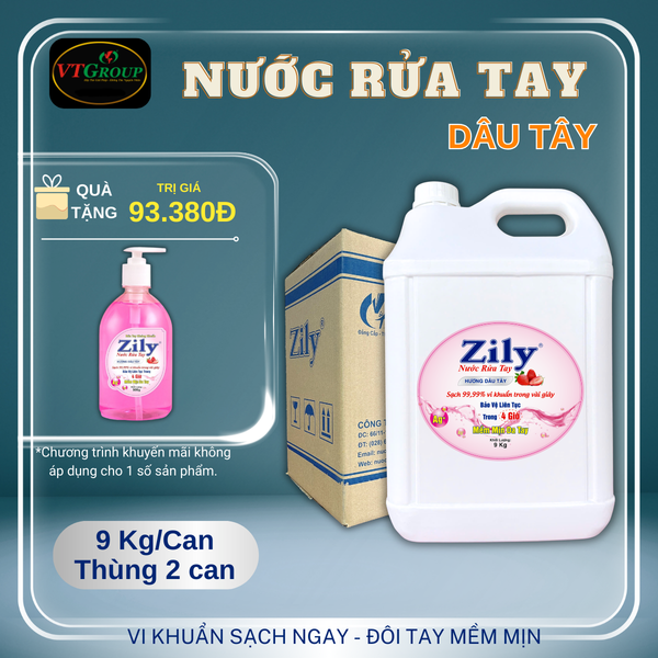 Nuoc rua tay can 9kg thung 2 can