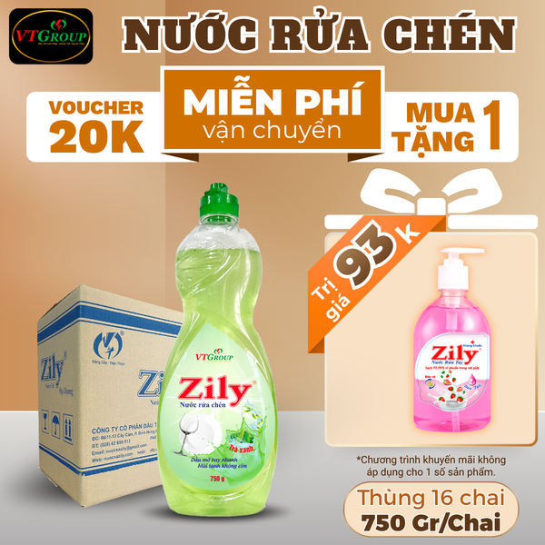 Nuoc rua chen Zily chai 750gr thung 16 chai