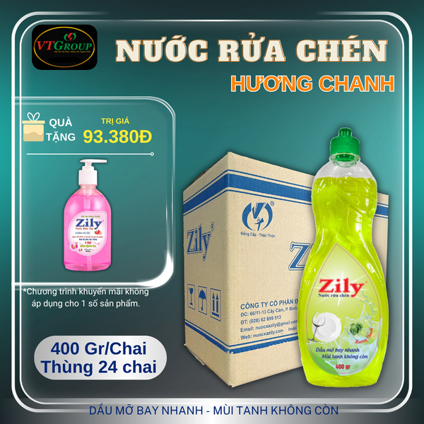 Nuoc rua chen Zily chai 400gr thung 24 chai