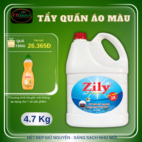 Nuoc tay quan ao mau Zily chai 4.7kg