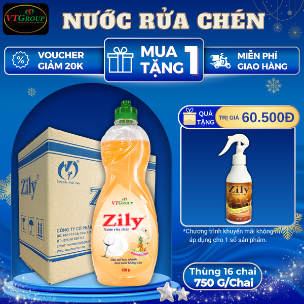 Nuoc rua chen Zily chai 750g thung 16 chai