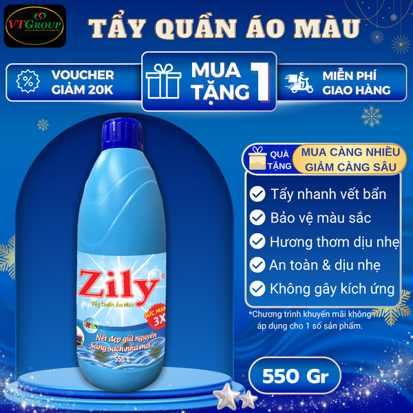 Nuoc tay quan ao mau Zily chai 550g