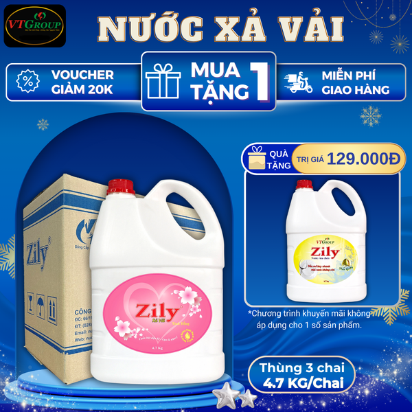 Nuoc xa vai Zily chai 4.7kg thung 3 chai
