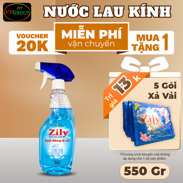 Nuoc lau kinh Zily chai 550gr huong hoa hong