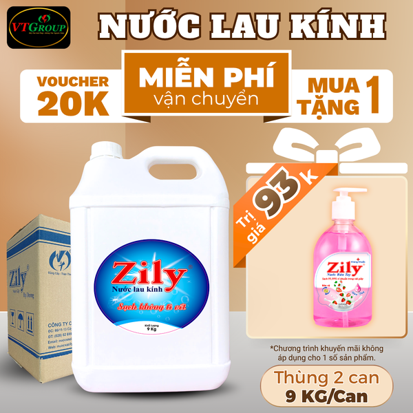 Nuoc lau kinh Zily can 9kg thung 2 can