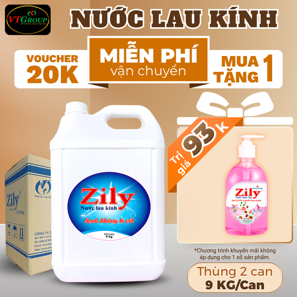 Nuoc lau kinh Zily can 9kg thung 2 can