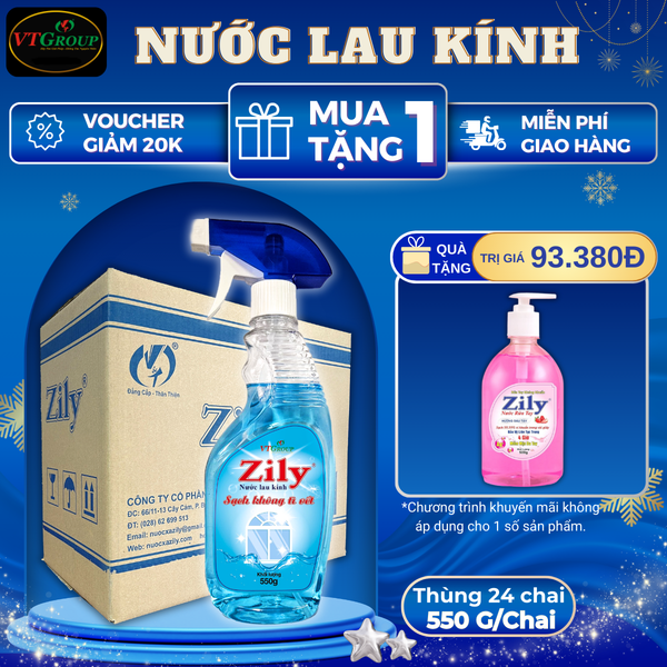 Nuoc lau kinh Zily 550g thung 24 chai huong hoa hong