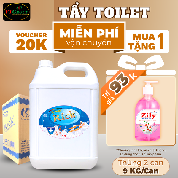 Nuoc tay toilet Rick can 9kg thung 2 can
