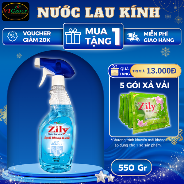 Nuoc lau kinh Zily 550g huong hoa hong
