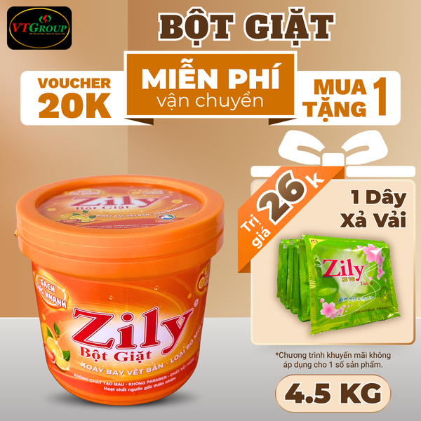 Bot giat Zily xo 4.5kg huong chanh