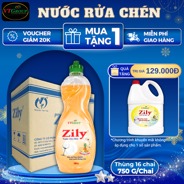Nuoc rua chen Zily chai 750g thung 16 chai