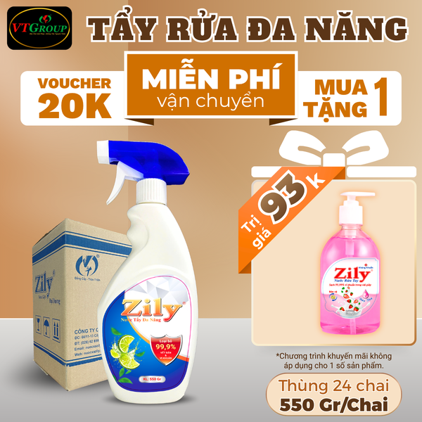 Nuoc tay da nang Zily chai 550gr thung 24 chai