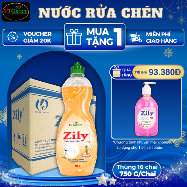Nuoc rua chen Zily chai 750g thung 16 chai