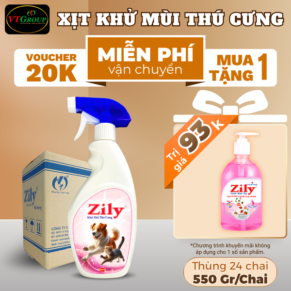 Xit khu mui thu cung Zily chai 550gr thung 24 chai