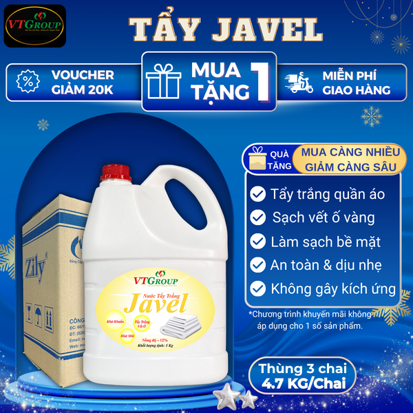 Tay javel Zily chai 4.7kg thung 3 chai