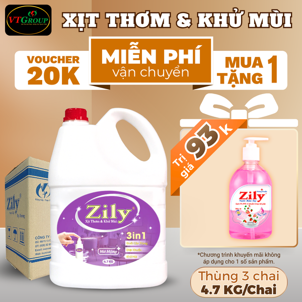 Xit thom va khu mui Zily chai 4.7kg thung 3 chai