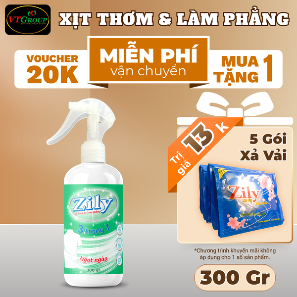 Xit thom va lam phang quan ao Zily chai 300gr