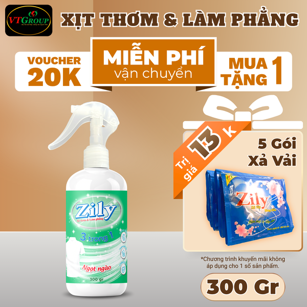 Xit thom va lam phang quan ao Zily chai 300gr