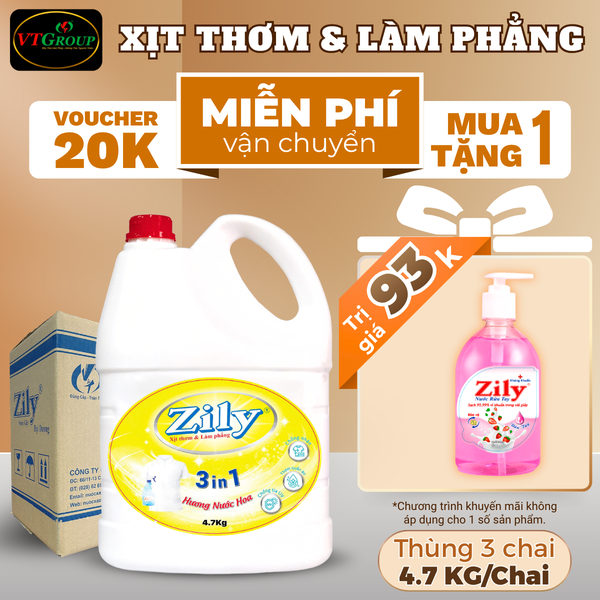 Xit thom va lam phang quan ao Zily chai 4.7kg thung 3 chai