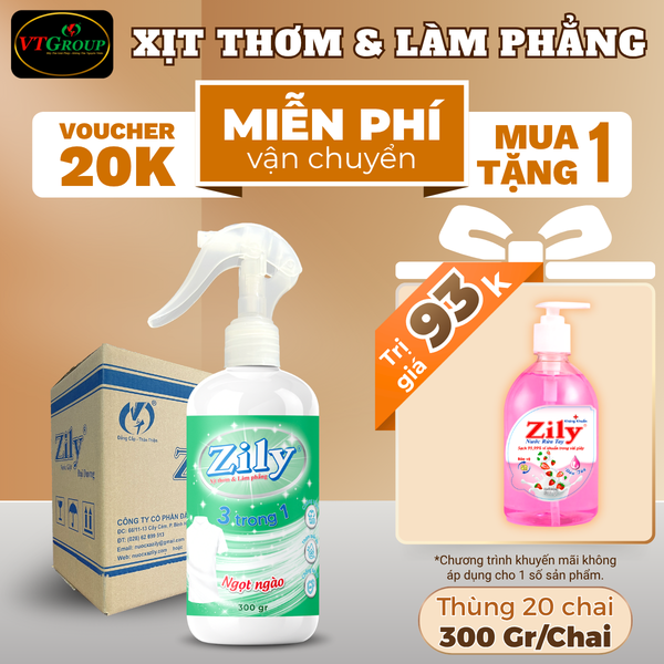 Xit thom va lam phang quan ao Zily chai 300gr thung 20 chai