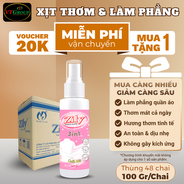 Xit thom va lam phang quan ao Zily chai 100gr thung 48 chai