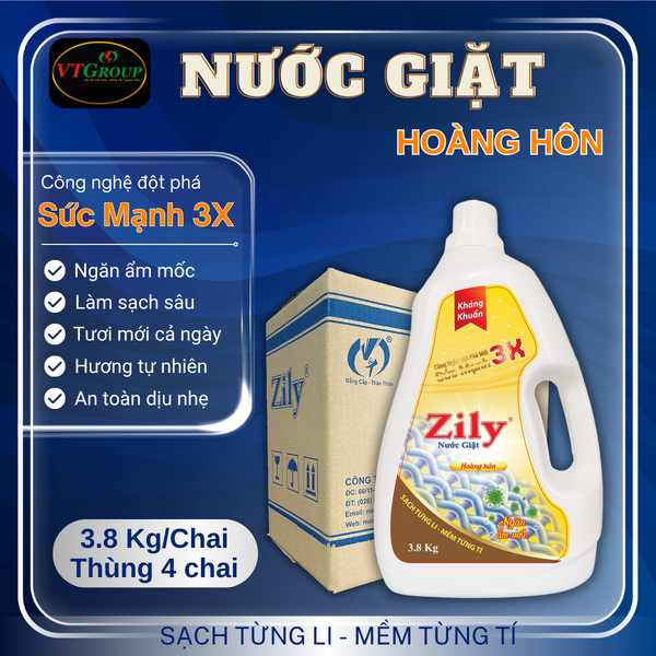 Nuoc giat Zily chai 3.8kg thung 4 chai