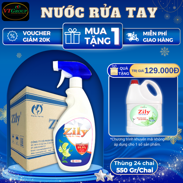 Nuoc tay da nang Zily 550 thung 24 chai
