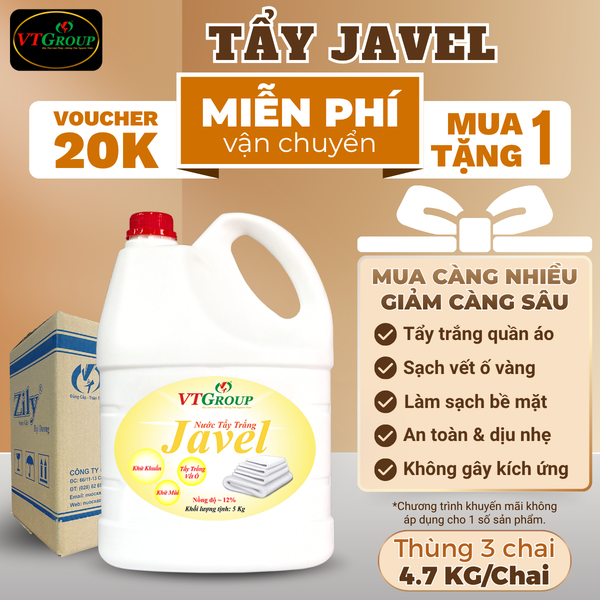 Nuoc tay trang javel Zily chai 4.7kg thung 3 chai