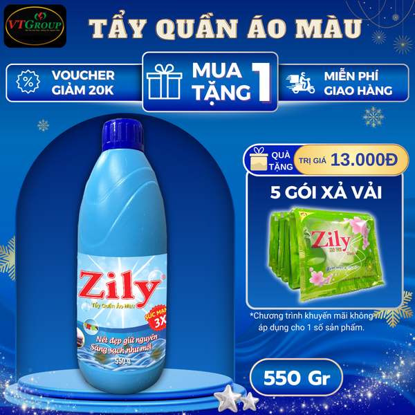 Nuoc tay quan ao mau Zily chai 550g