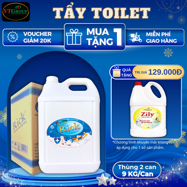 Nuoc tay toilet Rick can 9kg thung 2 can