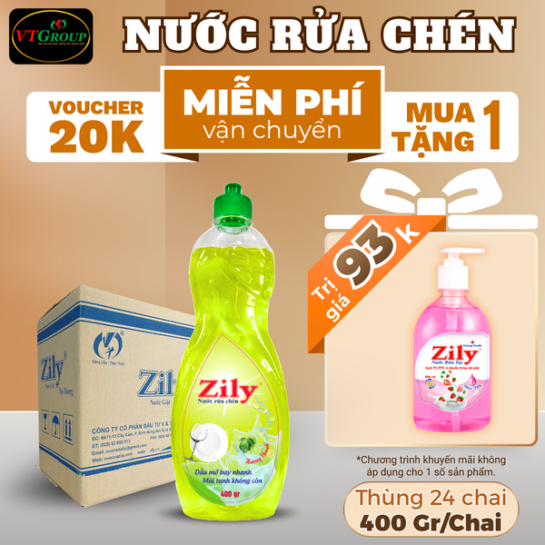 Nuoc rua chen Zily chai 400gr thung 24 chai