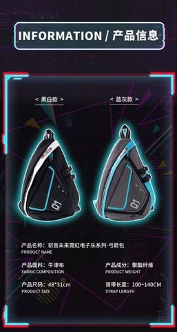 Túi đeo chéo Hatsune Miku Neon Electronic Music Blue Gray | MOEYU Sling Bag Unisex