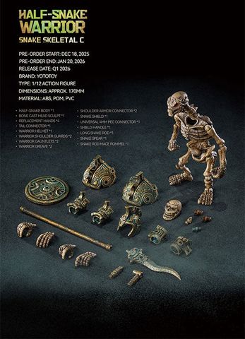 Viper Guard, Rattlesnake Scout & Half Snake Warrior 1/12 - SNAKE SKELETAL | Yototoy Figure