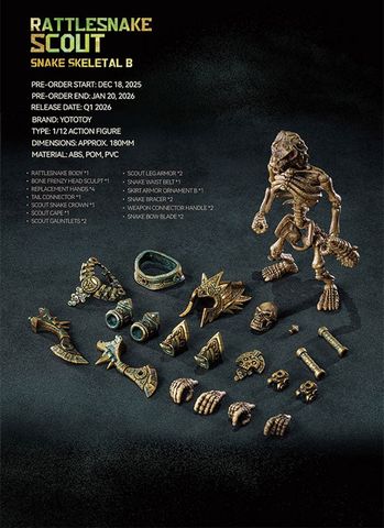 Viper Guard, Rattlesnake Scout & Half Snake Warrior 1/12 - SNAKE SKELETAL | Yototoy Figure