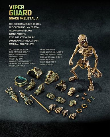 Viper Guard, Rattlesnake Scout & Half Snake Warrior 1/12 - SNAKE SKELETAL | Yototoy Figure