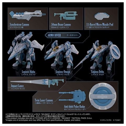 AFC 01X Legioss SKUNKs Tactical Pack Omega, Delta, Alpha | Takara Tomy Plastic Model