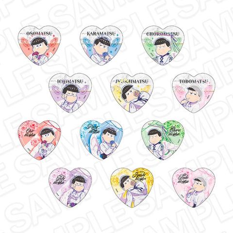 Heart shaped Hologram Tin Badge Random Angel ver. 12 Item Set - Osomatsu san | Contents Seed Goods