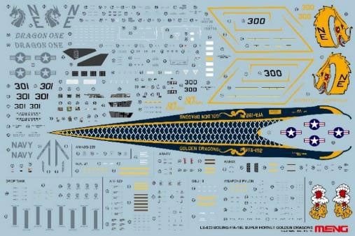 1/48 Boeing F/A-18E Super Hornet Golden Dragons Plastic Model - MENG Model Plastic Model