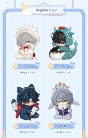 Dan Heng, Jing Yuan, Sunday, Blade, Argenti, Dr. Ratio, Aventurine, Boothill Chibi Trading Figures Blind Box - Honkai Star Rail - Boys Dormitory Series | miHoYo Goods