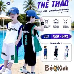 Bộ áo sát nách thể thao số 8 dễ thương cho bé trai ngày Hè BXG1591