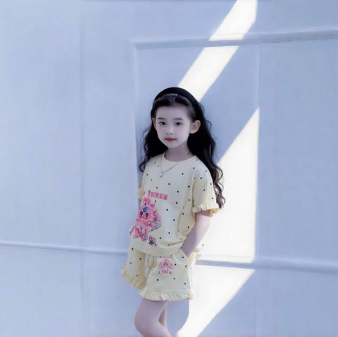 Bộ đùi chấm bi Baby Three phối bèo dễ thương cho bé gái BGB124138