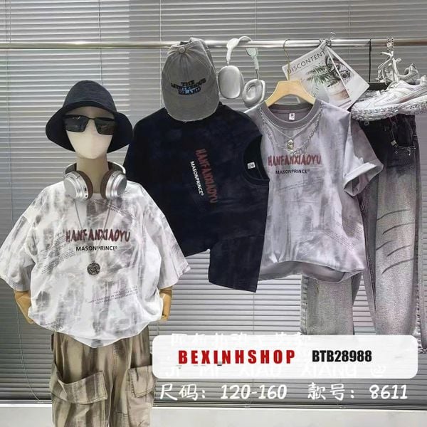 Áo thun cổ tròn QCCC loang màu cho bé trai BTB28987